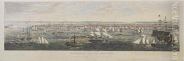 Panoramic View Of New York From The East River (cf Deak 498) Oil Painting by Robert Ii Havell