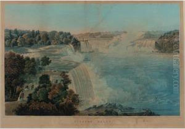 Niagara Falls, Painted From The Chinese Pagoda, Point View Gardens... (deak 532) Oil Painting by Robert Ii Havell