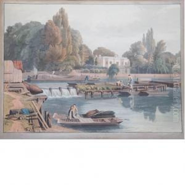 The Weir From Marlow Bridge Oil Painting by William Havell