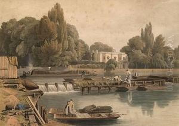 The Weir, From Marlow Bridge Oil Painting by William Havell