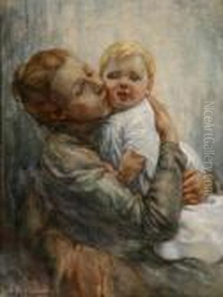 Mother And Child Oil Painting by Hendrik Johannes Haverman