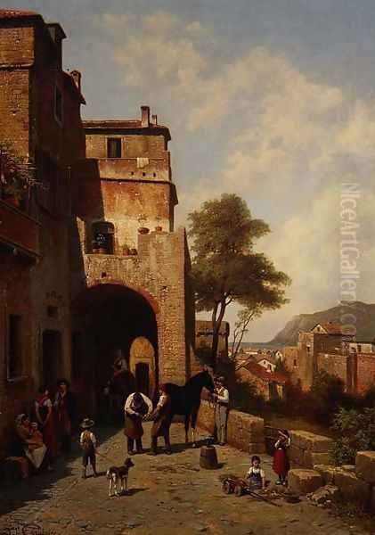 View of Spottorno on the Mediterranean Coast Oil Painting by Jacques Carabain