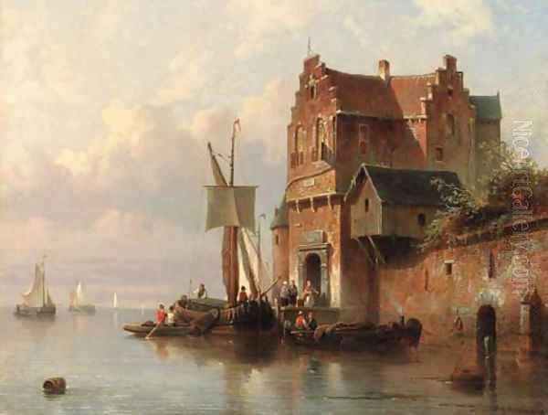 Unloading at the customs house Oil Painting by Jacques Carabain