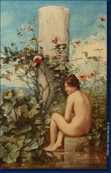 Jeune-femme Assise Parmi Les Plantes Oil Painting by Louis Welden Hawkins