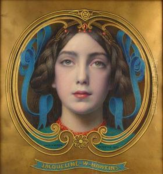 Portrait De Jacqueline Hawkins Oil Painting by Louis Welden Hawkins