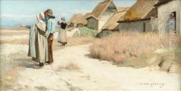 Bretons Surla Plage Oil Painting by Louis Welden Hawkins