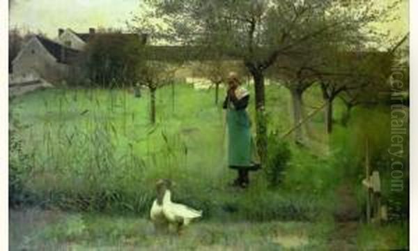 La Gardeuse D'oies Oil Painting by Louis Welden Hawkins