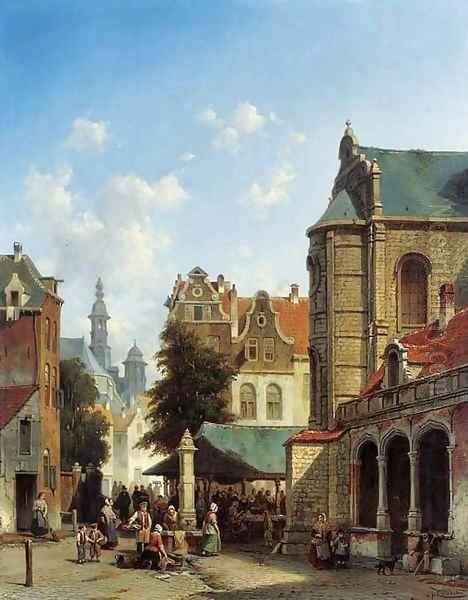 Market day Oil Painting by Jacques Carabain