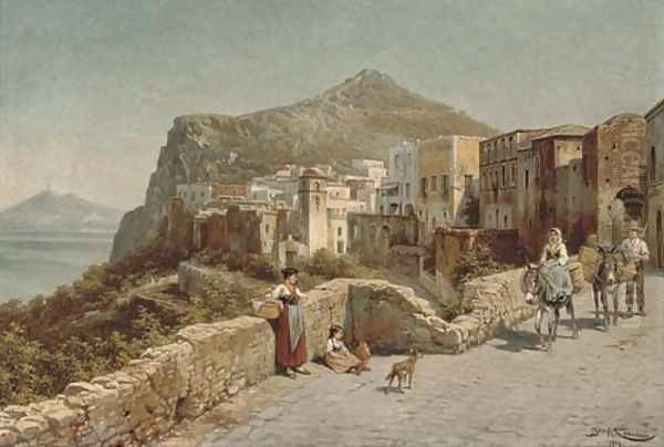 On the road to market, Capri Oil Painting by Jacques Carabain