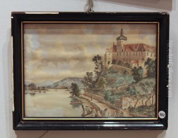 A View Of Schonau Castle At The Danube Oil Painting by Vincenz Hawlicek