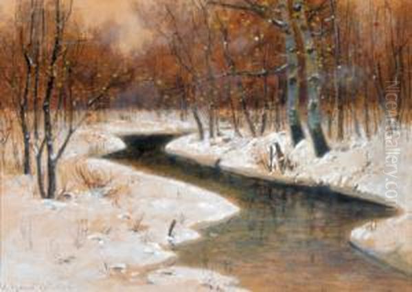 Schneeschmelze Oil Painting by Vincenz Hawlicek