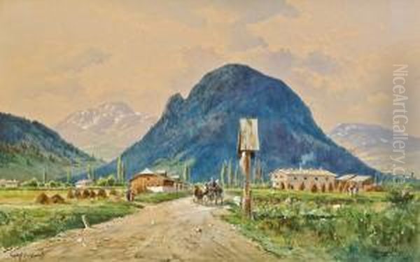 Ansicht Von Gnigl In Salzburg Oil Painting by Vincenz Hawlicek