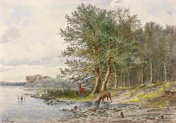 An Der Donau Oil Painting by Vincenz Hawlicek