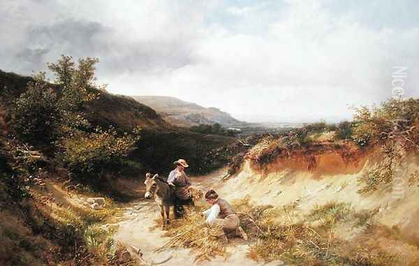 A Sandy Lane in Sussex, 1866 Oil Painting by George Cole, Snr.