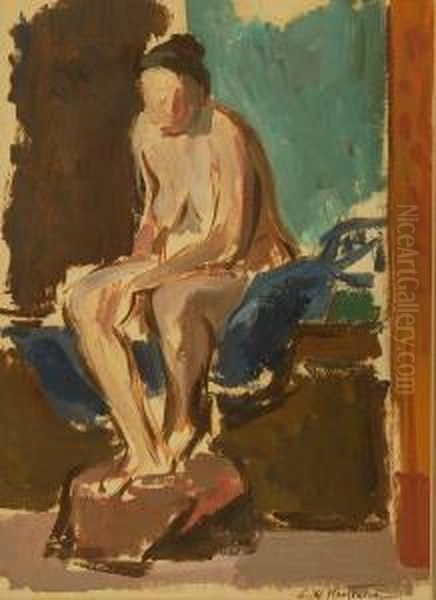 A Pensive Woman In The Nude Oil Painting by Charles Webster Hawthorne