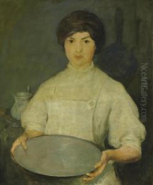 Girl With Pan Oil Painting by Charles Webster Hawthorne