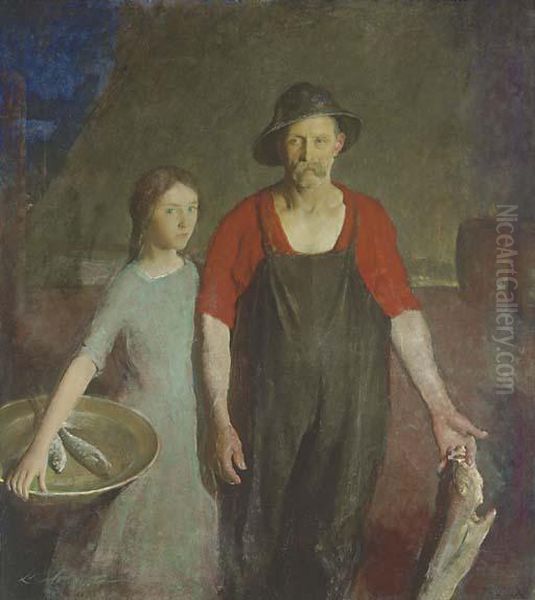 Fisherman And His Daughter Oil Painting by Charles Webster Hawthorne