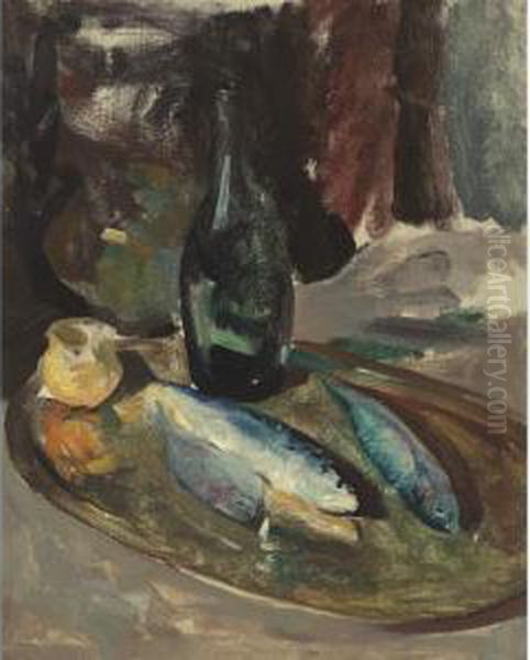 Still Life With Fish And Bottle Oil Painting by Charles Webster Hawthorne