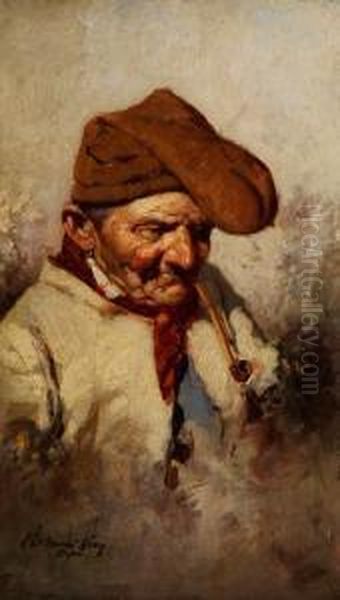 Portrait Eines Alten Fischers Incapri Oil Painting by Bernard Hay