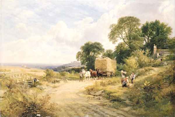 Carting the Ripe Harvest, Coombe Oil Painting by George Cole, Snr.