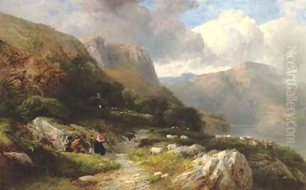 Near Dolgellau, North Wales Oil Painting by George Cole, Snr.