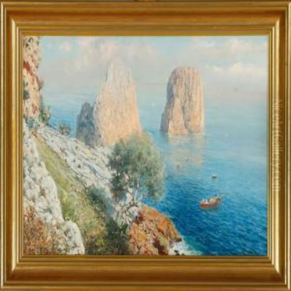 View Of Capri With Thefaraglioni Cliffs Oil Painting by Bernard Hay