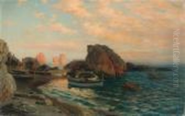 Capri, Marina Piccola E I Faraglioni Oil Painting by Bernard Hay