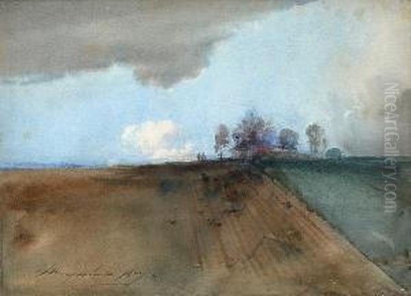 Farm Scene Oil Painting by Thomas Marjoribanks Hay