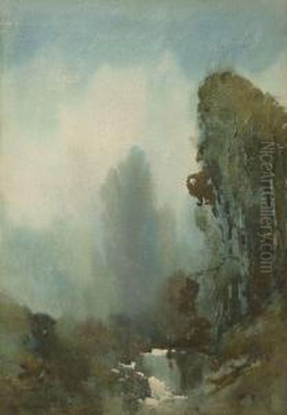 A Misty Morning Oil Painting by Thomas Marjoribanks Hay