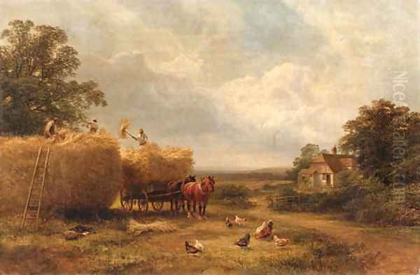 The harvest Oil Painting by George Cole, Snr.