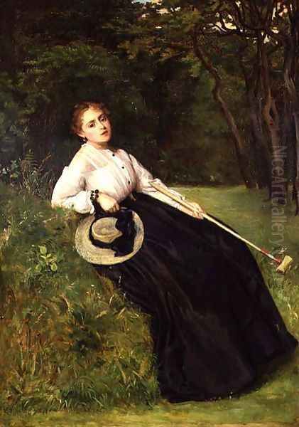 Resting in the Shade after a Game of Croquet, 1867 Oil Painting by Philip Hermogenes Calderon