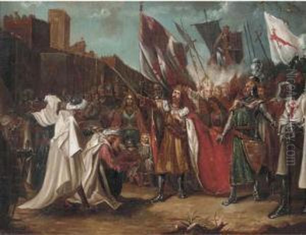 King Richard I Receiving The Keys To The Port City Of Acre Oil Painting by Benjamin Robert Haydon