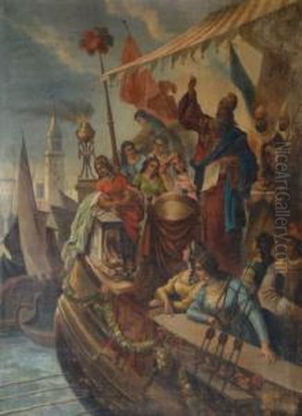 Haier - The Doge Marrying Veniceto The Sea Oil Painting by Joseph Hayer