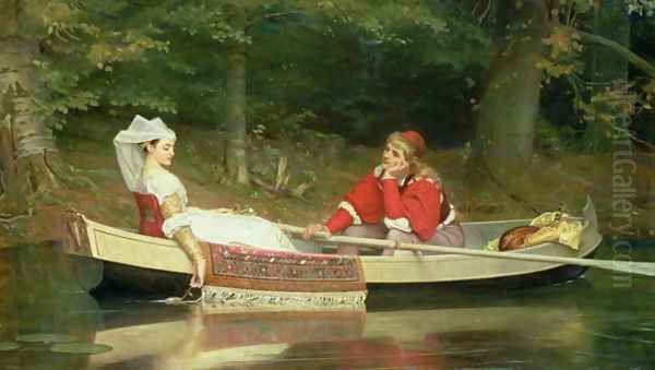 With The River, 1869 Oil Painting by Philip Hermogenes Calderon