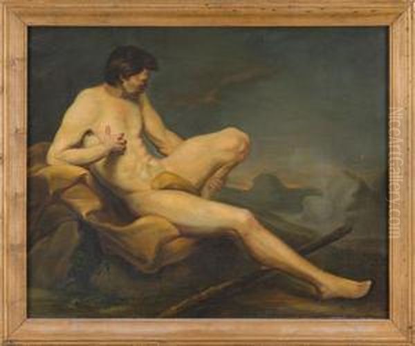 Nudo Maschile Disteso In Paesaggio Oil Painting by Francesco Paolo Hayez