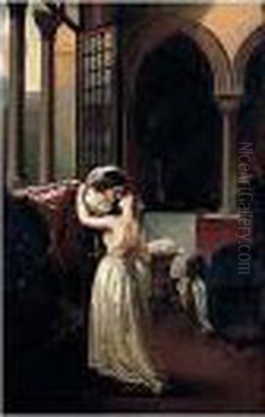 L'ultimo Addio Di Giulietta A Romeo (the Last Farewell Of Juliet To Romeo) Oil Painting by Francesco Paolo Hayez