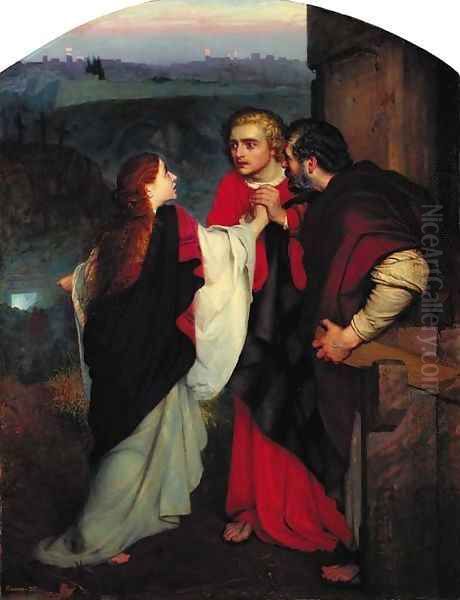 Mary Magdalene giving news of the Resurrection to the Disciples Oil Painting by Philip Hermogenes Calderon