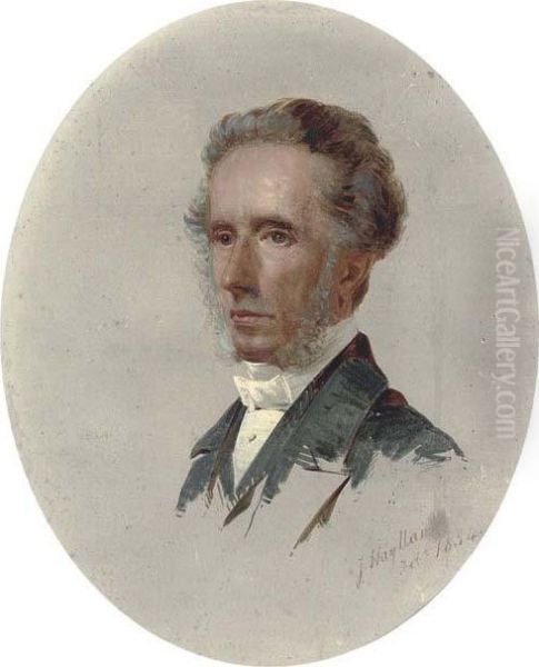 Portrait Of A Gentleman, Bust-length, In A Grey Suit Oil Painting by James Hayllar