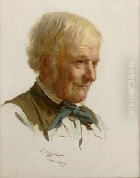 Study Of A Gentleman Wearing A Green Neckerchief Oil Painting by James Hayllar