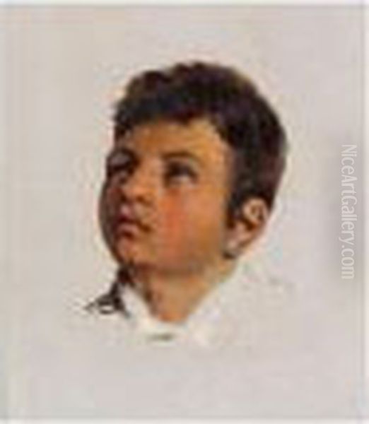 Portrait Of A Boy; Portrait Of A Woman Oil Painting by James Hayllar