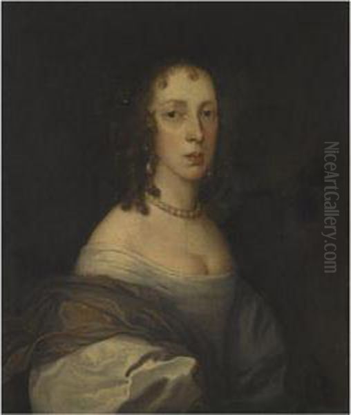 Portrait Of A Lady, Said To Be Jane Lane, Lady Fisher Oil Painting by John Hayls