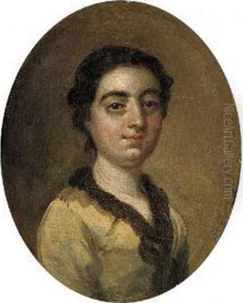 Portrait Of A Young Lady, Small Bust-length Oil Painting by Francis Hayman