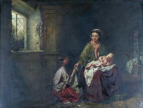 Dressing The Baby Oil Painting by John Haynes-Williams