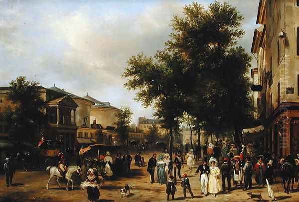 View of Boulevard Montmartre, Paris, 1830 Oil Painting by Guiseppe Canella