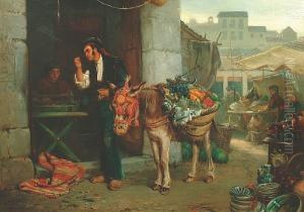 The Market Trader Oil Painting by John Haynes-Williams