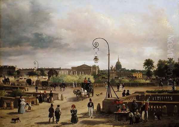 La Place de la Concorde in 1829 Oil Painting by Guiseppe Canella