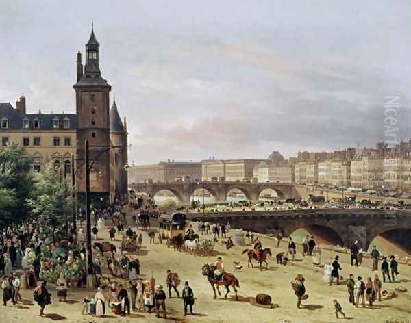 The Flower Market, 1832 Oil Painting by Guiseppe Canella