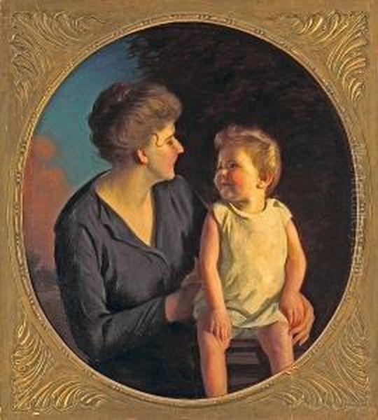 Mother And Child Oil Painting by Arthur Merton Hazard