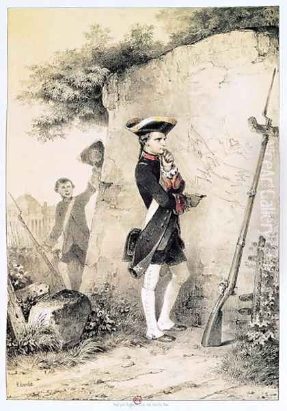 Napoleon I (1769-1821) at Military School in 1783, c 1845 Oil Painting by Nicolas Toussaint Charlet