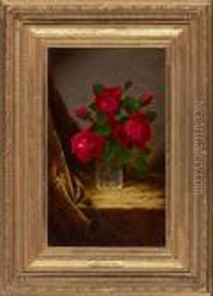 Jacqueminot Roses Oil Painting by Martin Johnson Heade